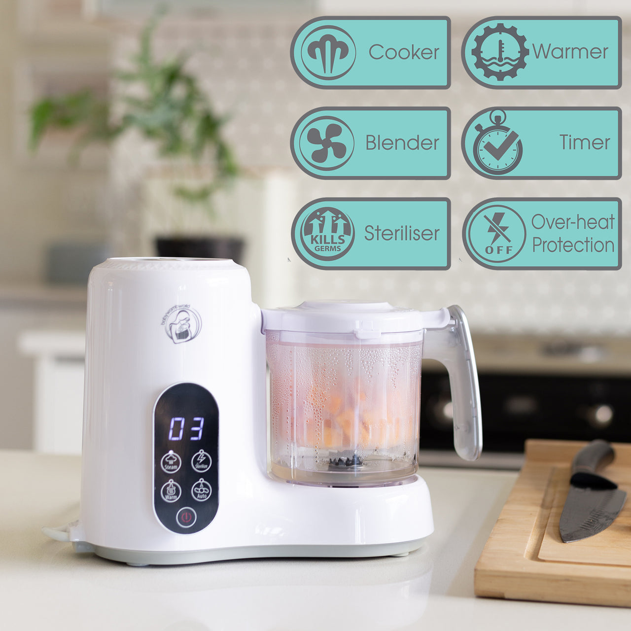 BabyWombWorld Baby Food Processor Steamer Blender and Milk Bottle Warmer