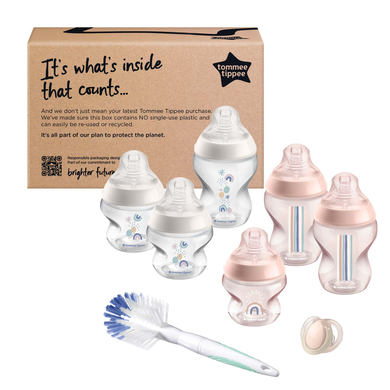 Closer To Nature Newborn Baby Bottle Starter Set - Pink