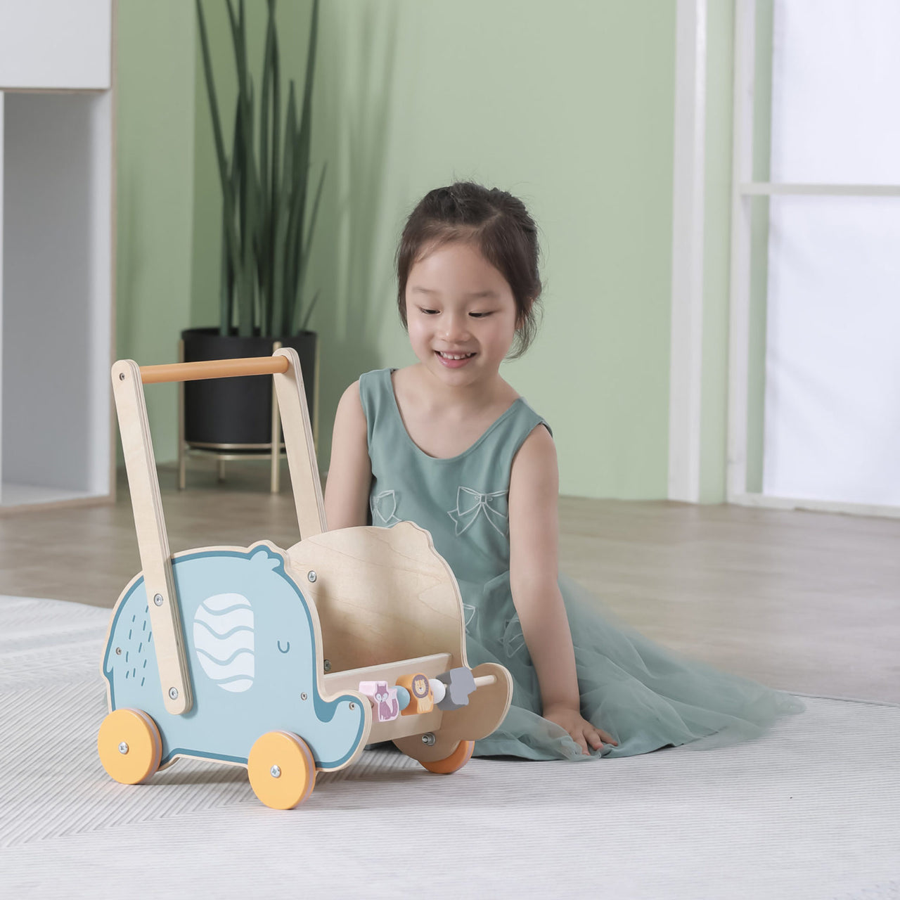 Polar B Wooden Doll Buggy Elephant Walker