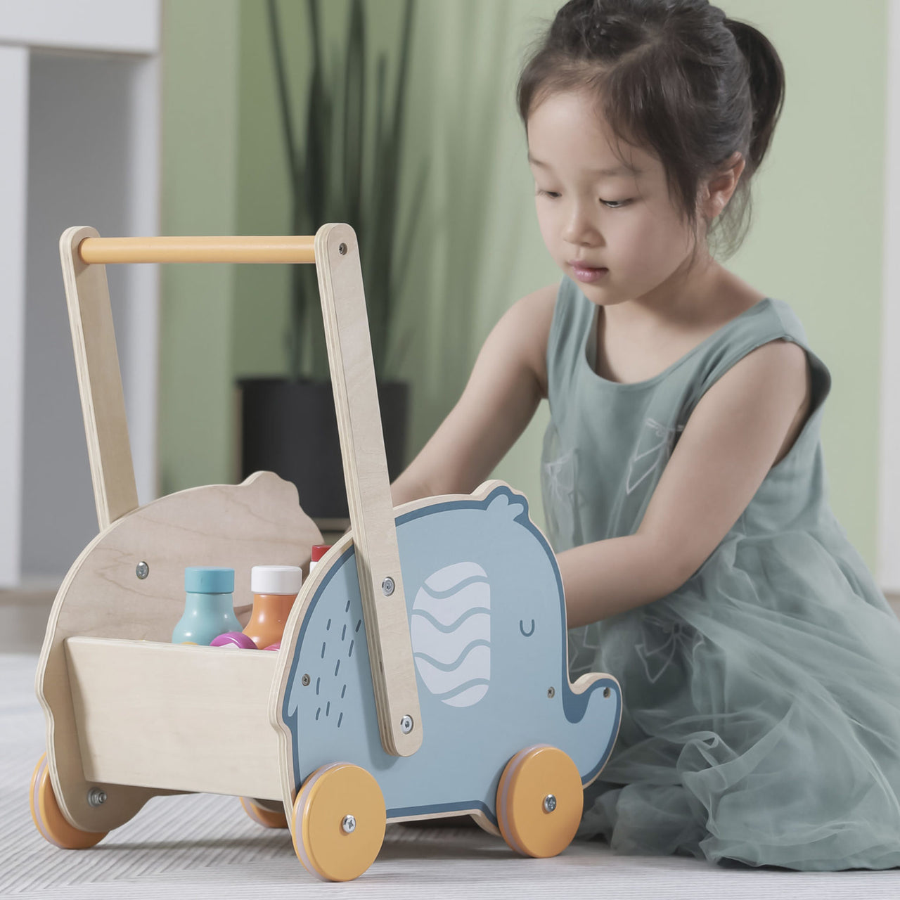 Polar B Wooden Doll Buggy Elephant Walker