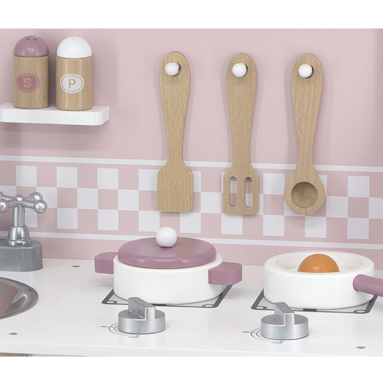 Pink Wooden Kitchen with Accessories