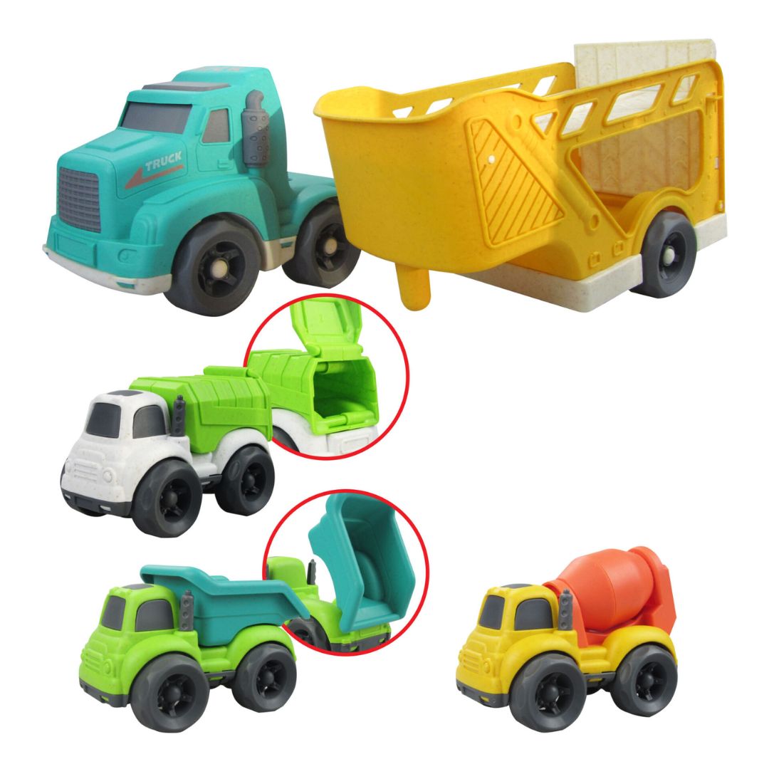 Bioplastic Carrier Truck & Construction Vehicles Set