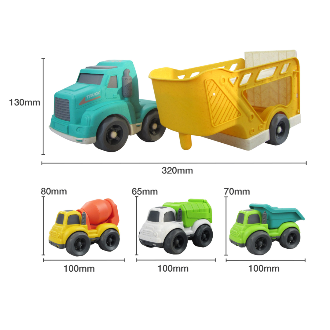 Bioplastic Carrier Truck & Construction Vehicles Set