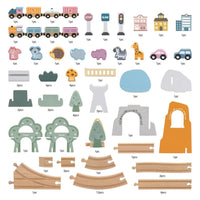 Thumbnail for Wooden Train Set with accessories - 90pc