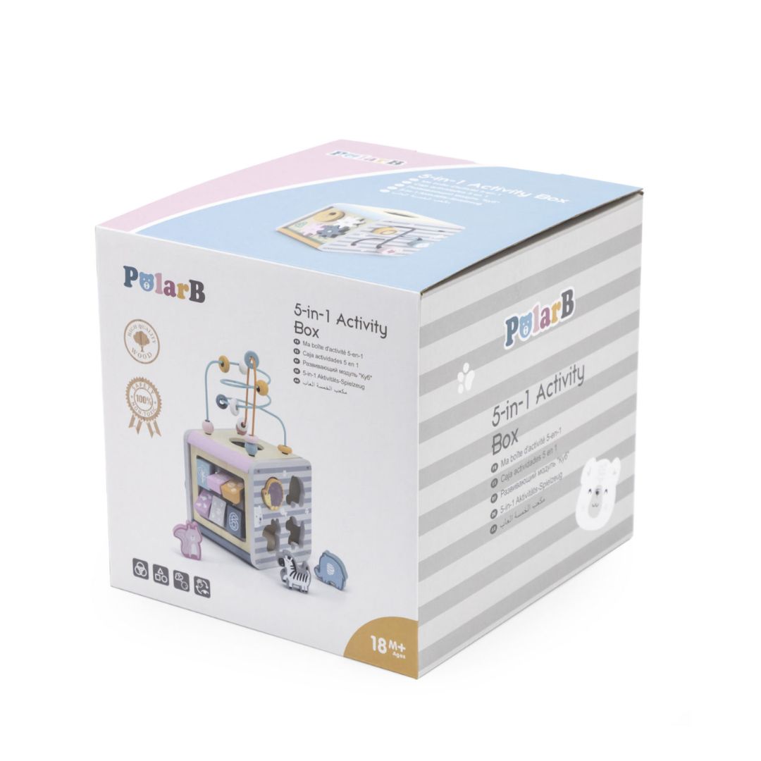 PolarB 5-in-1 Wooden Activity Cube