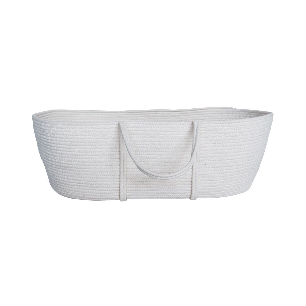 Moses Basket - White Cotton Woven Rope Basket & Stand