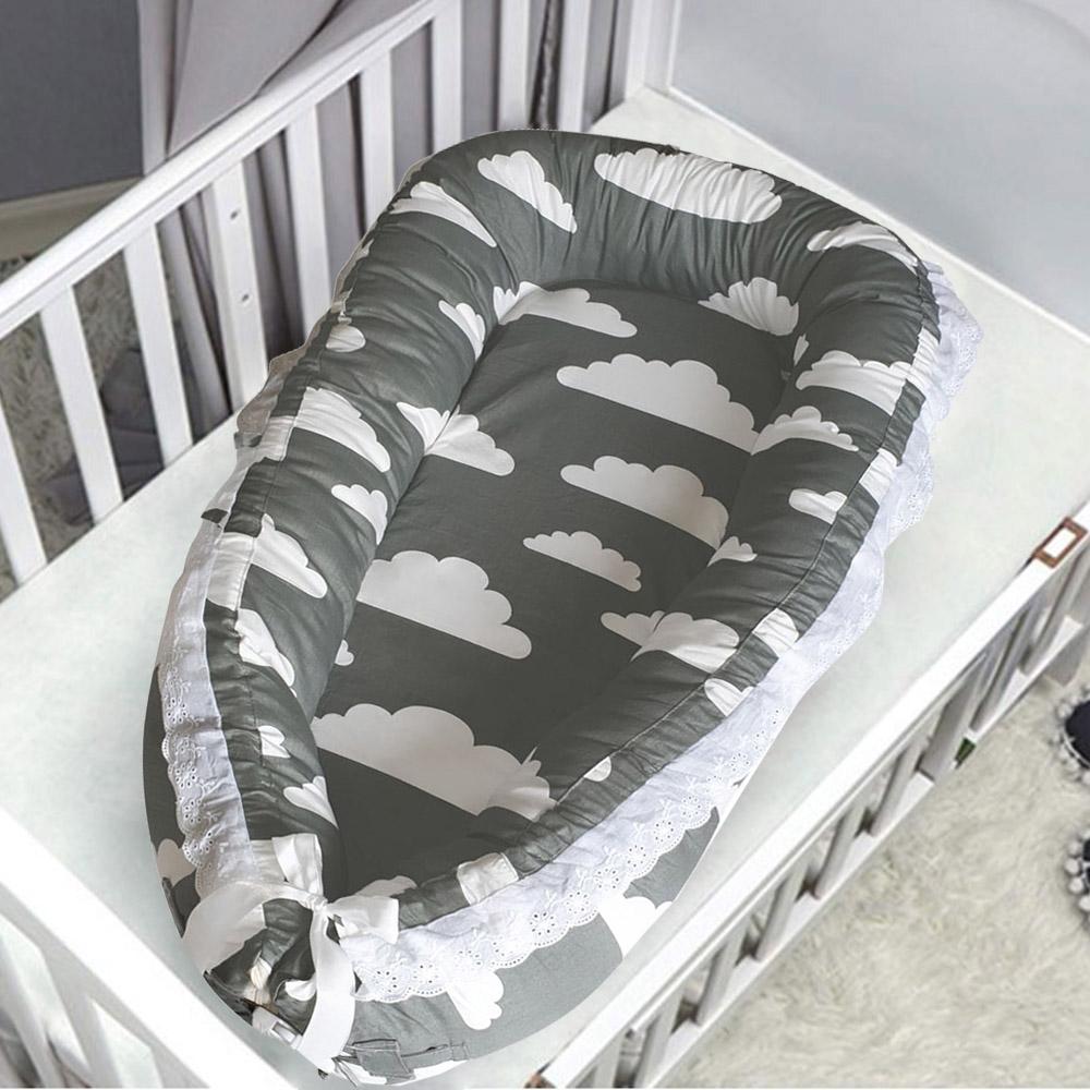 Baby Nest - Grey with White Clouds