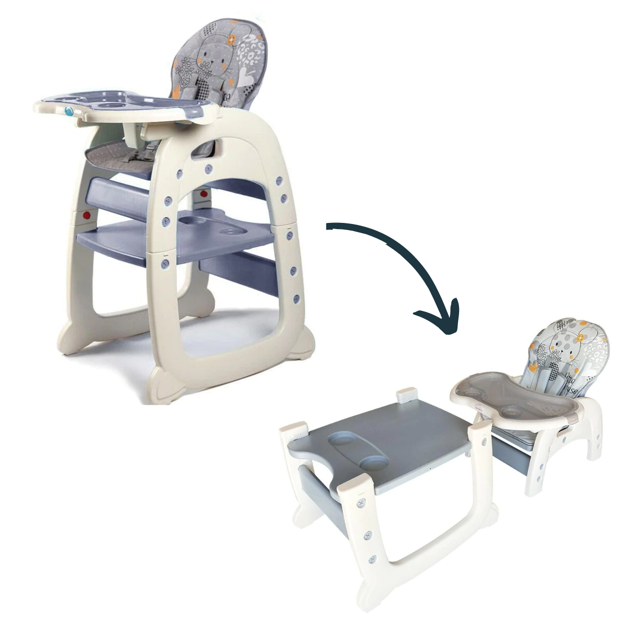2-in-1 Feeding Chair - Grey Mouse