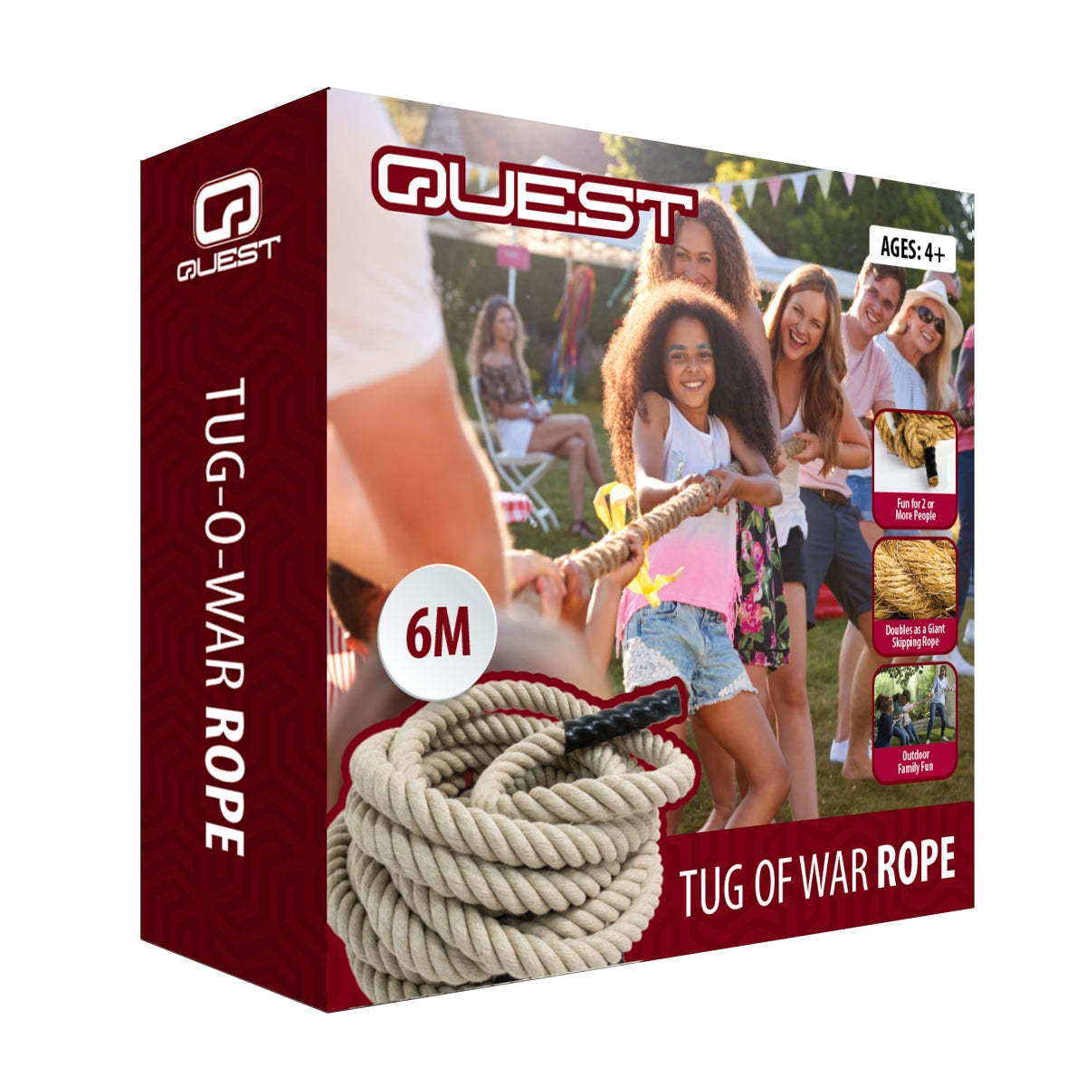 Quest 6m Tug of War Rope - Natural