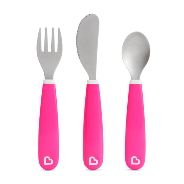 Munchkin Splash Toddler Fork-Knife-Spoon - Pink