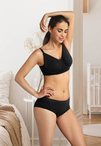 Thumbnail for Maternity & Nursing Bra with Carri-Gel Support Deluxe - Black Check