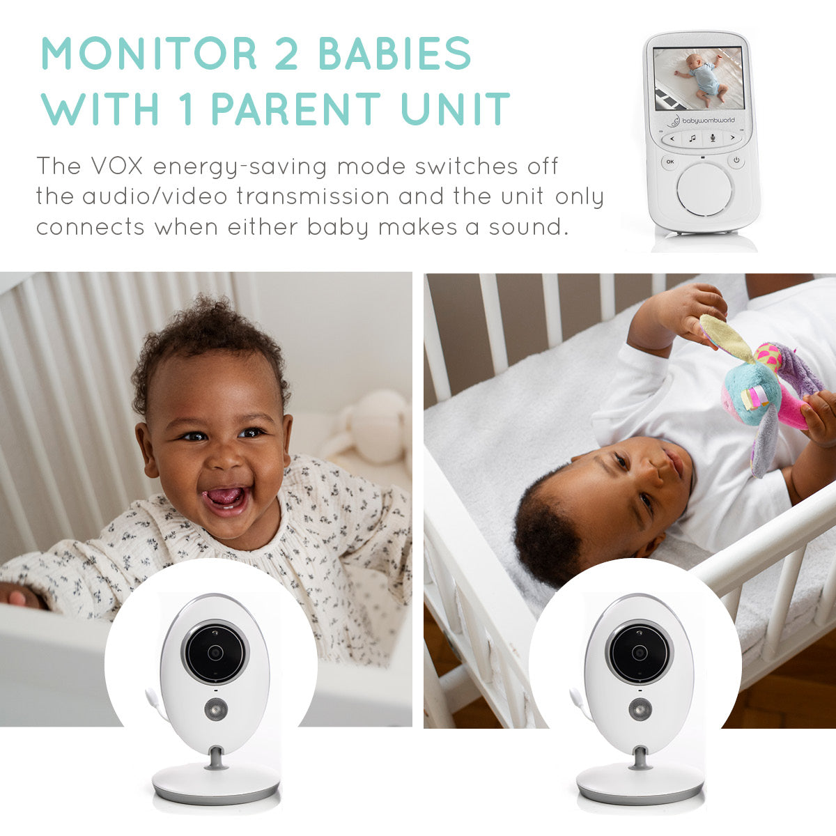 BabyWombWorld Video Baby Monitor with 2 Cameras, Audio & Night Vision