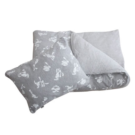 Duvet Cover and Pillowcase - Grey Bunny