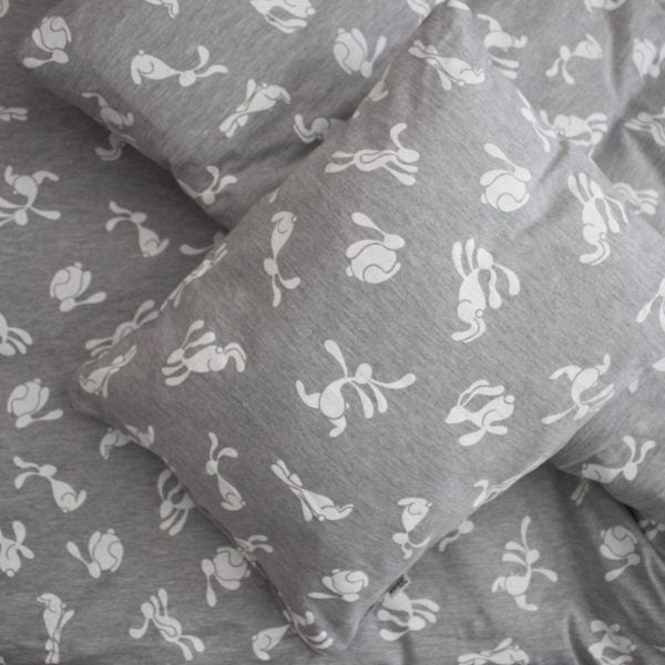 Duvet Cover and Pillowcase - Grey Bunny
