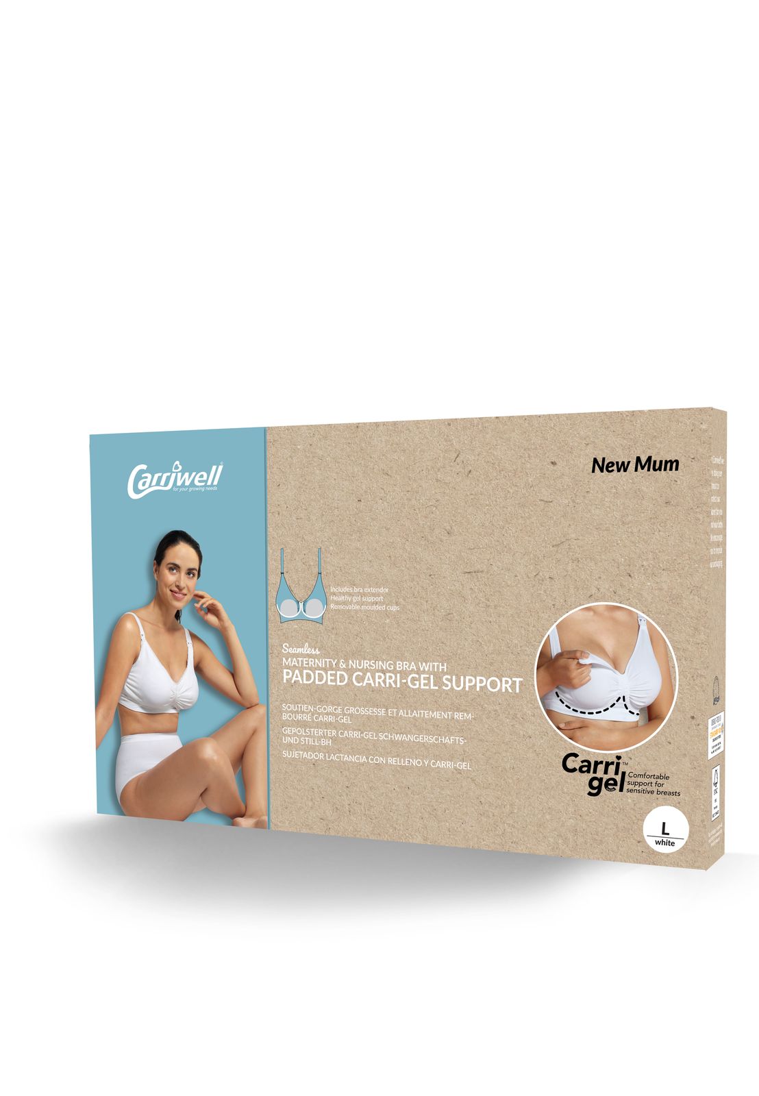 Maternity & Nursing Bra with Padded Carri-Gel Support - White