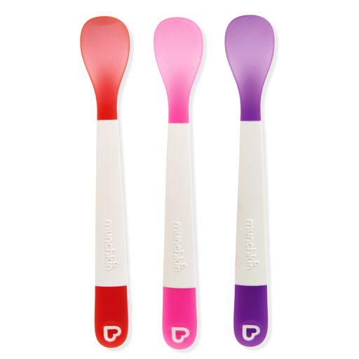 Munchkin Lift Infant Spoons - 3 Pack Pink, Purple & Red